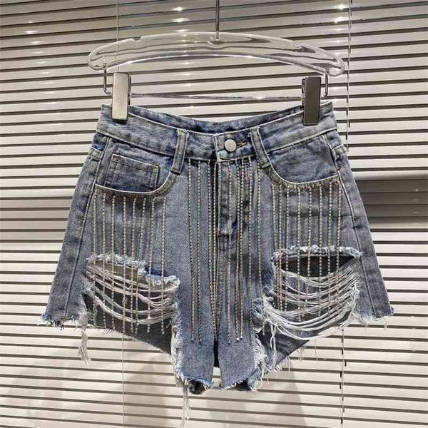 

women tassel straight denim shorts solid color high waist vertical fashion spring summer 11b651 210525, White;black