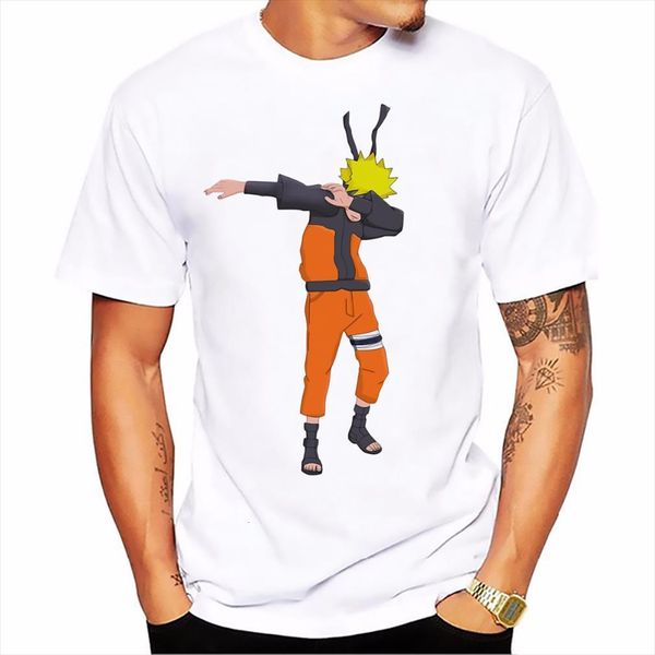 

dabbing konoha shinobi funny mens t shirts white casual plus size tee cute manga dab dance tshirts, White;black