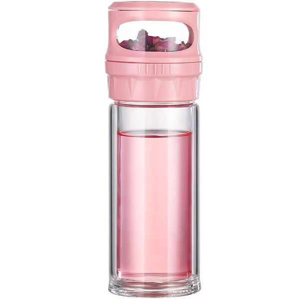 

water bottles 2021 design double walled glass with infuser business bottle for portable man/female travel
