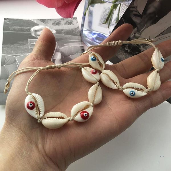 

charm bracelets original kbjw handmade jewelry factory direct evil eye weave bracelet natural shell enamel for women daliy wearing, Golden;silver