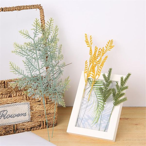 

10pcs artificial christmas green tree branches plant wedding home decorations diy wreath scrapbooking fake leaves decorative flowers & wreat