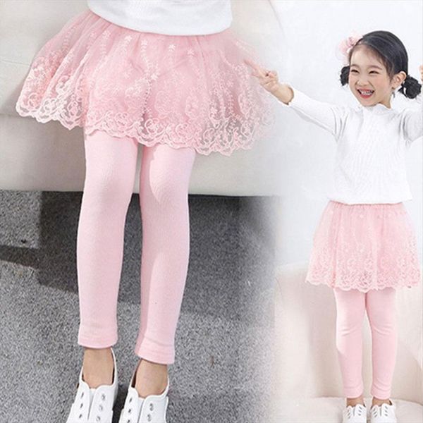 

girls cute skirt pants spring and autumn navy gray princess lace baby culottes leggings x5b2, Blue