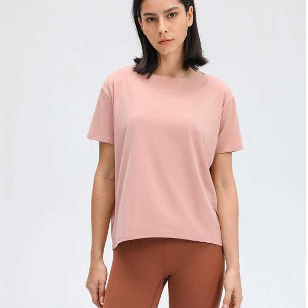 L-85 abiti da yoga top slim fit traspirante donna allenamento corsa abbigliamento fitness tinta unita sciolto manica corta allenamento palestra sport activewear camicia