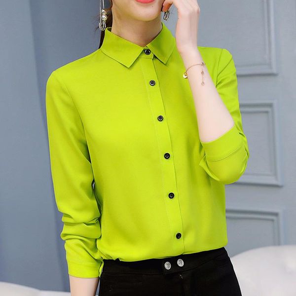 

women's blouses & shirts white blouse women chiffon office career spring fashion casual long sleeve femme blusa plus size