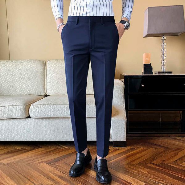

business dress pants men solid color office social formal suit pants casual streetwear wedding trousers pantalon homme 210527, White;black