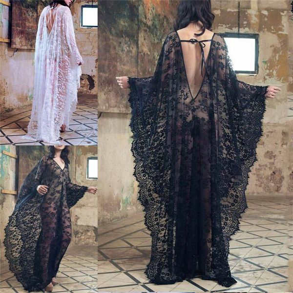

women's swimwear summer women bathing suit lace crochet bikini cover up beach coat, White;black