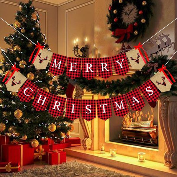 

party decoration creative linen flag merry christmas letter live banner