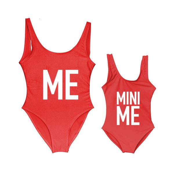 

mother and daughter children bikini me mini letter print mommy&babe swimwear mom kids bathing suits one piece swimsuit