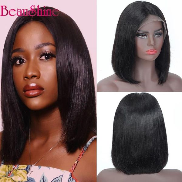 

lace wigs straight bob human hair frontal short wig brazilian front for women, Black;brown