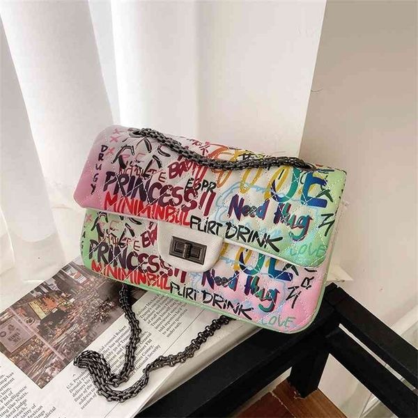 

personalized graffiti female 2021 new fashion small square rhombic chain versatile one shoulder messenger bag
