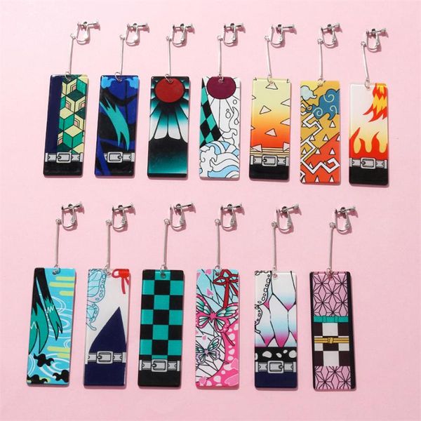 

stud acrylic earrings around the blade of ghost slayer kamado tanjiro, Golden;silver