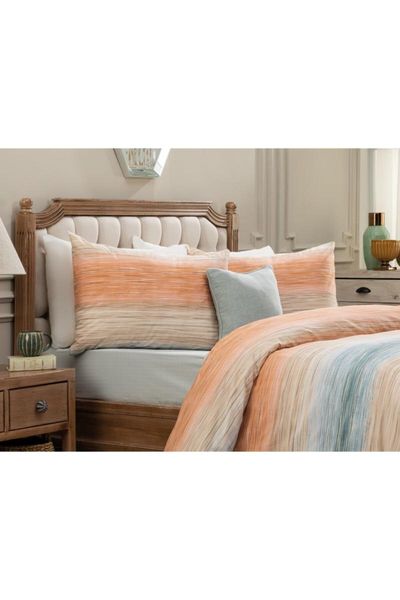 

bedding sets madame coco delane king size printed ranforce duvet cover set - orange / blue ntr-204