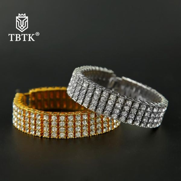 

link, chain tbtk bling wristband elastic bracelets paved 4row sparkling rhinestone crystal gold/silver/black fashion bracelet punk style man