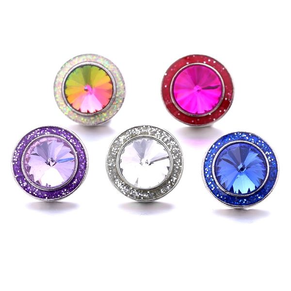 

round colorful rhinestone fastener 18mm snap button clasp metal charms for snaps jewelry findings suppliers snapper
