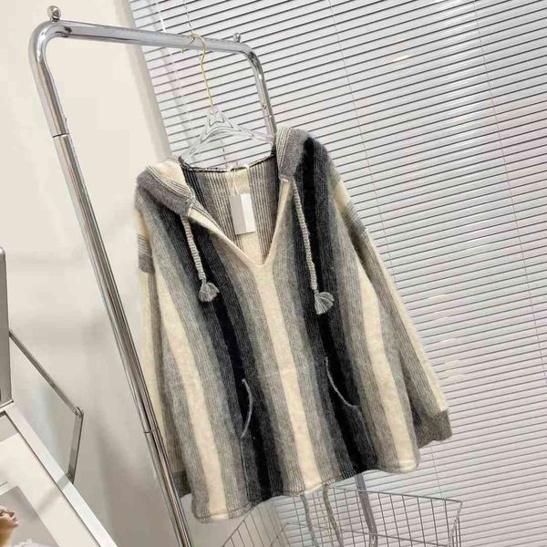 

70% off 21 autumn ce + black and white sweater coat haze gradient gray loose lazy pullover sweater, Black;gray