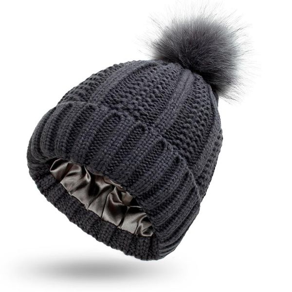 

beanie/skull caps fashion women winter knitted beanie hat with faux pom solid color warm cap casual ladies comfy all-match #p1, Blue;gray