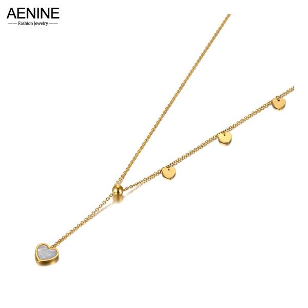 

chokers aenine rose gold stainless steel love heart charm chain choker necklace jewelry bohemia pendant for women an20211, Golden;silver