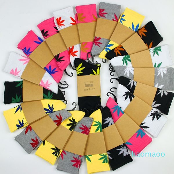 

designer-33colors christmas plantlife socks for men women cotton socks skateboard hiphop maple leaf sport socks wholesale, Black