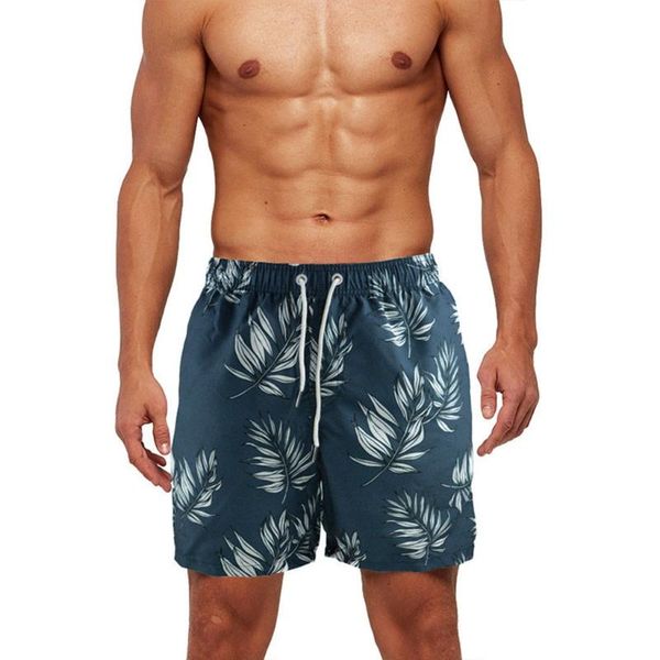 

men's shorts summer beach mens surf boardshorts leaves printed casual swimming trunks, White;black