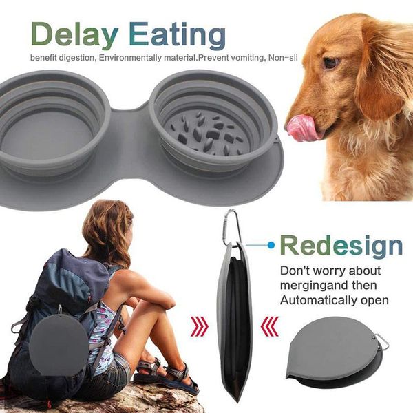 

large collapsible dog pet folding silicone bowl outdoor travel portable puppy food container feeder dish