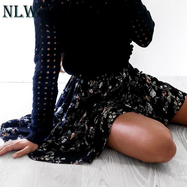 

skirts nlw high waist elegant skirt women mini feminino black lace up print cute autumn winter 2021 mujer