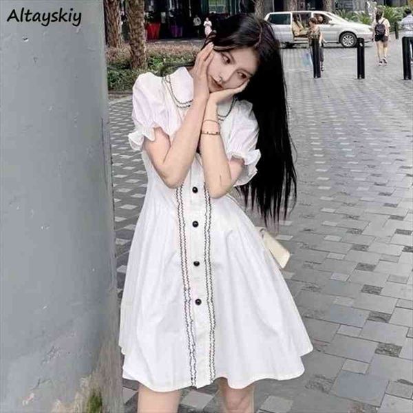 

sweet summer mujer vestidos button women dresses design party ulzzang chic ins casual female all match aesthetic simple a line, Black;gray