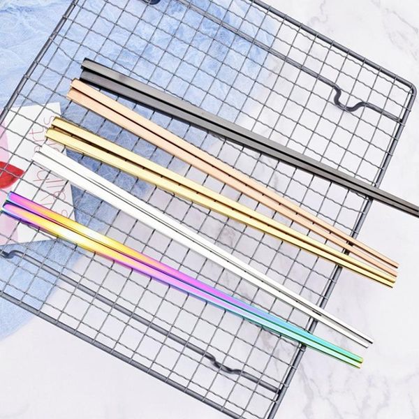

chopsticks 1 pair non-slip chinese stainless steel reusable metal chopstick for sushi sticks set tableware kitchen tool