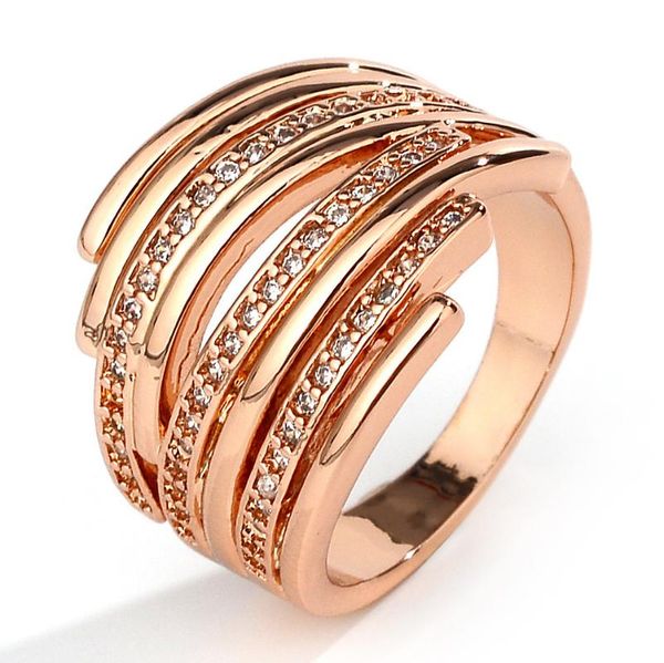 

cluster rings exquisite solid rose gold ring crystal zircon jewelry anniversary proposal gift party bridal engagement wedding band, Golden;silver