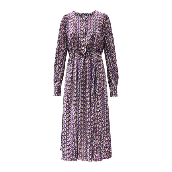 

velvet green chiffon floral flower print deep square neck long sleeve midi mid-calf dress d1558 210514, Black;gray