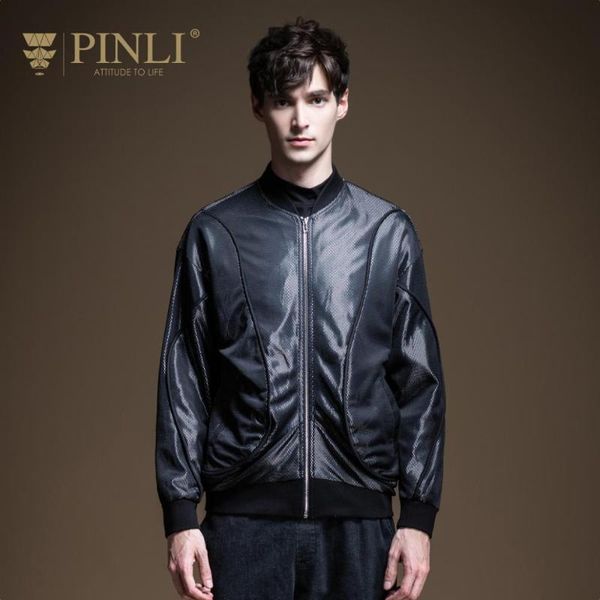

men's jackets pinli 2021 spring slim-fit woven sports bright comfortable casual jacket coat clothing b201104061, Black;brown