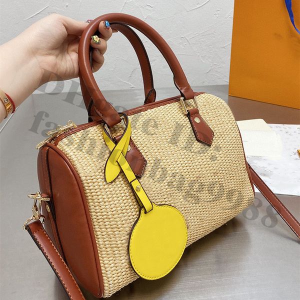 

luxury straw woven shoulder bags pillow handbags for women crochet tote high capacity lady summer beach crossbody handbag fashion brand side