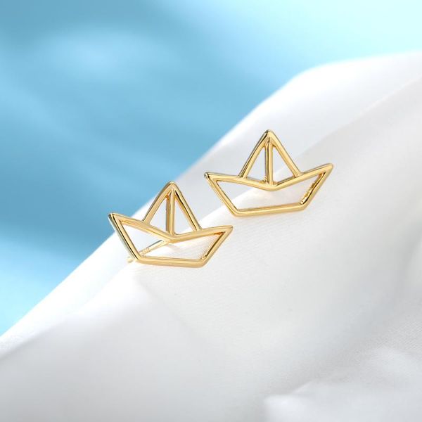 

stud trendy cute boat earrings fashion piercing minimalism for women brincos statement jewelry gift, Golden;silver