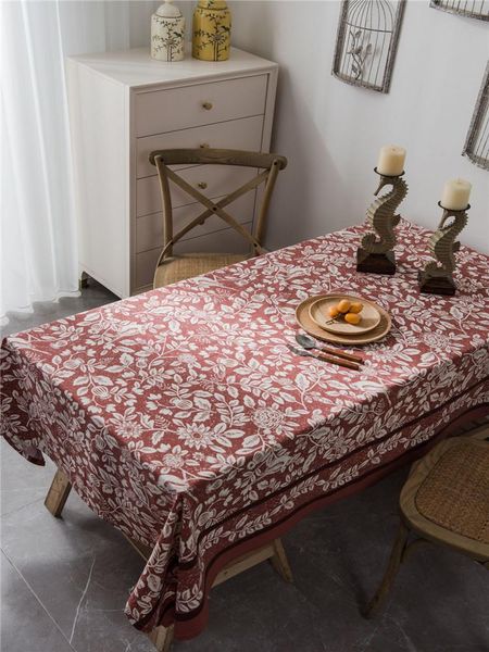 

plant flower printing tablecloth country style imitation cotton linen cover towel home decoration table cloth