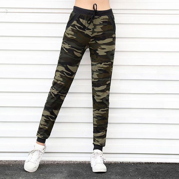 

women's pants & capris women camouflage loose long pant pocket drawstring american original jogger size s  l xl, Black;white