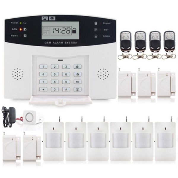 

home security wireless gsm remote control lcd display door sensor alarm system kit systems