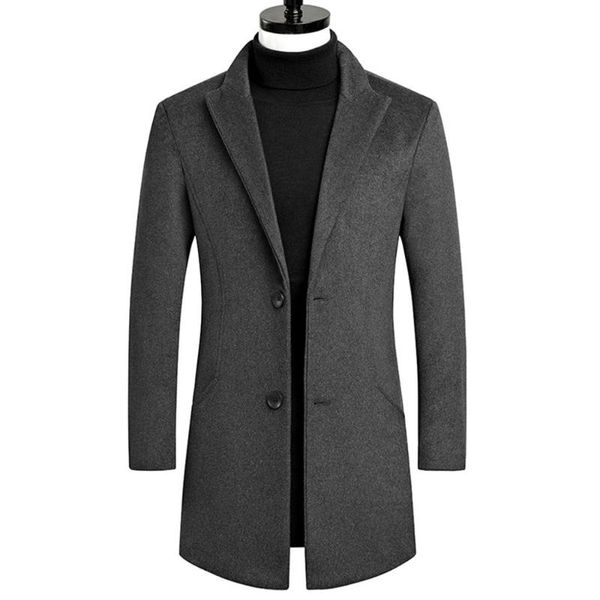 

men's wool & blends men coats autumn winter solid color jacket luxurious brand clothing #1212, Black