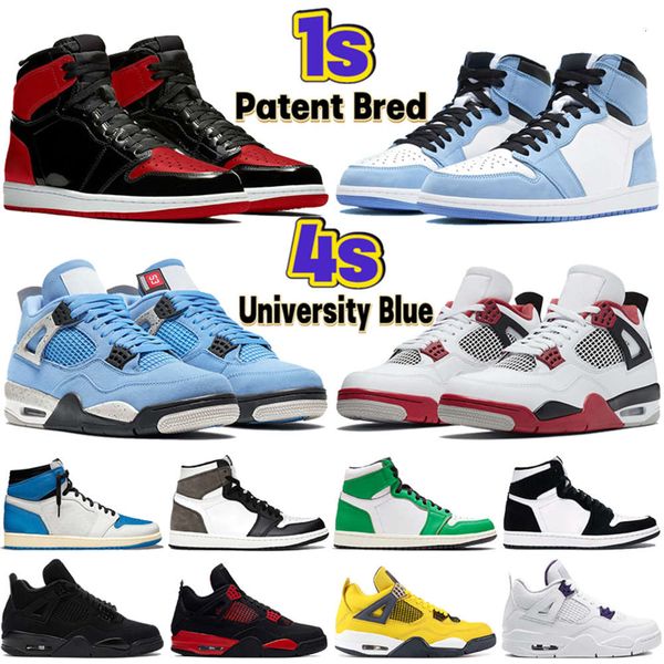 

men women 1 1s 4 4s basketball shoes university blue hyper royal twist dark mocha red thunder black cat mens sneakers trainers mikee