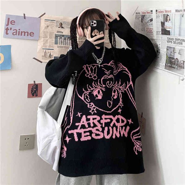 

women's sweaters female kawaii sweater for winter, round collar, long sleeve, student sweater, large size 546l, White;black