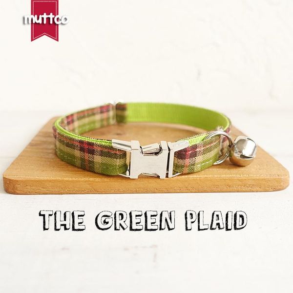 

cat collars & leads 10pcs/lot muttco retailing self-design green personalized the plaid 2 sizes ucc041