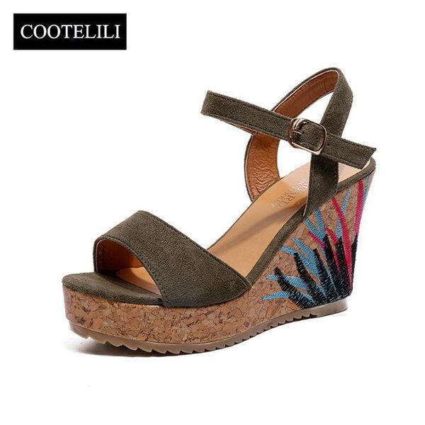 

high heels women summer shoes bohemian sandals embroidery beach 35-39, Black