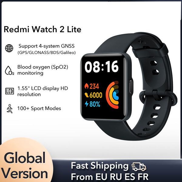 

globale version xiaomi redmi uhr 2 lite watch smart uhr bluetooth mi band 1.55 "hd gps smartwatch blut sauerstoff sport armband