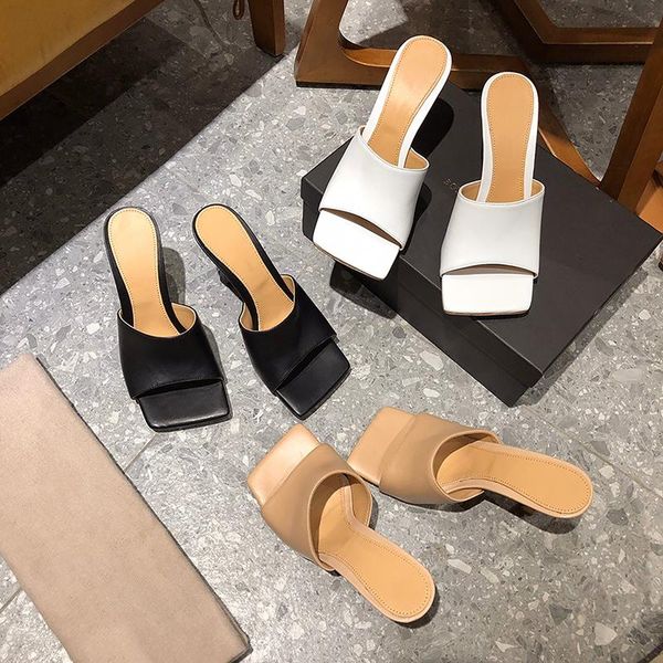 

high heeled sandals square head leather thin heel net red the same versatile fashion open toe sandal women dress shoes, Black