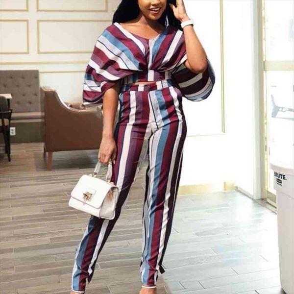 

2 piece set outfits womens tracksuits striped crop and high waist wide leg pants summer casual loose two, Gray