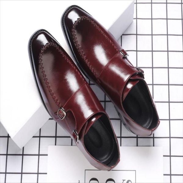 

nightclub hairstylist fashionable shoes men's versatile business dress casual retro pointed buckle leather men zq0130, Black