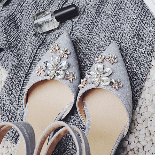 

dress shoes kmeioo woman glitter pumps pointed toe high heels crystal rhinestone sandals women wedding stiletto, Black