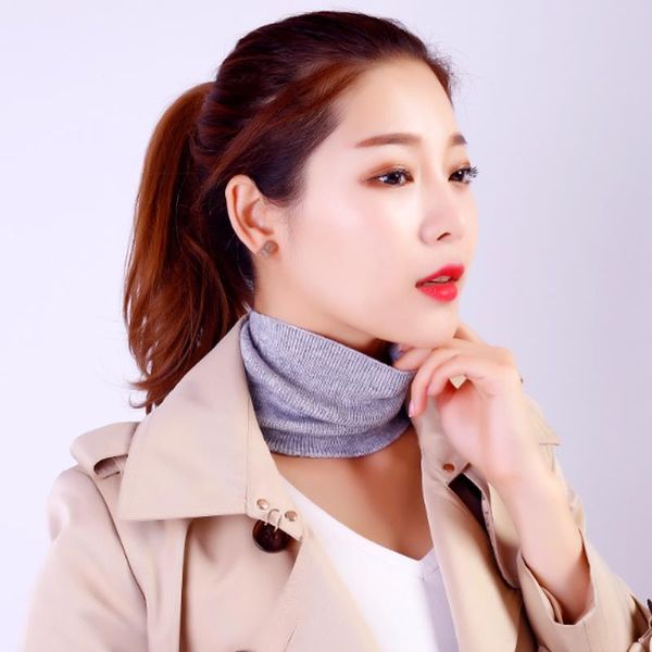 

scarves autumn winter neck collars for women elastic soft wool knitting warm scarf collar korean style hair band female cashmere, Blue;gray