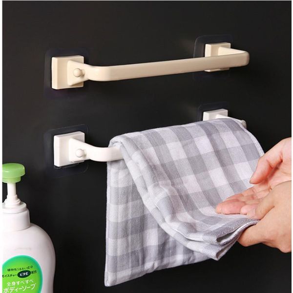 

towel racks 1pc self-adhesive holder rack wall mounted hanger bathroom bar shelf roll 6 color hanging hook kitchen simple organizer sw