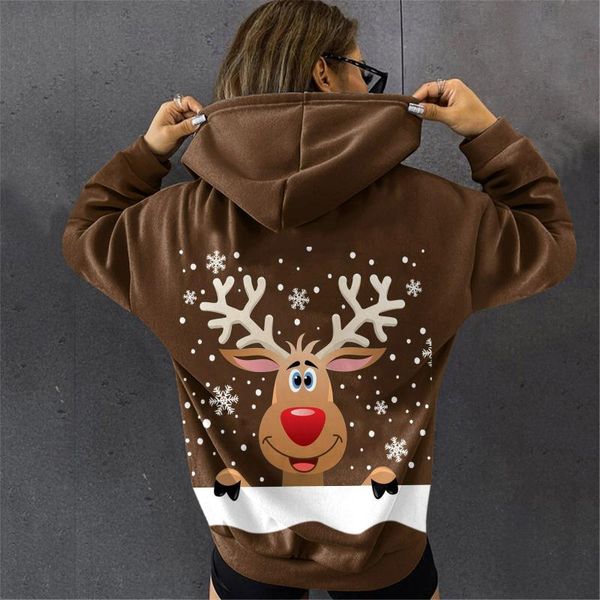 

women's hoodies & sweatshirts christmas deer hoodie women y2k street sweatshirt vintage winter clothes youth cotton sweat jacket oversi, Black