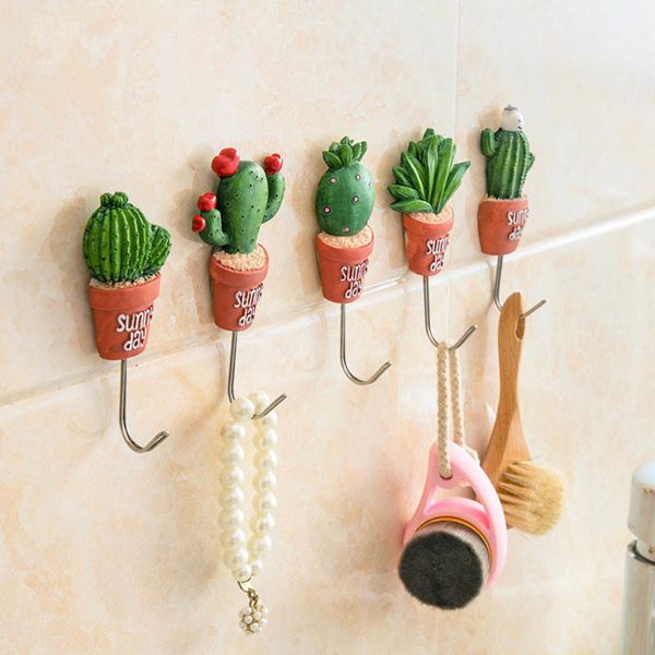 

clothes hangers resin stainless steel s hooks hanger magnetic hooks plant shape kawaii cactus kitchen wall door