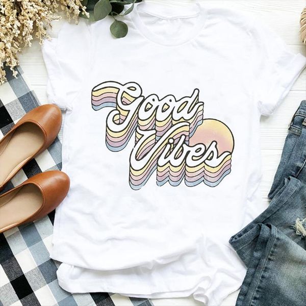 

cute letter fashion trend girl womens t shirt 90s print tee clothes for female graphic, White
